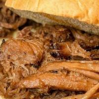 Sliders · two pulled pork, pulled chicken or chopped brisket (+3) sliders served with fries and your c...