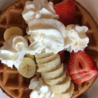 Belgian Waffles · Served with: Powdered Sugar, Creamery Butter and Syrup. With choice of toppings.