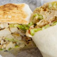 Signature Wrap · Large wrap with chopped lettuce, diced tomatoes, grilled chicken and creamy ranch. Add steak...