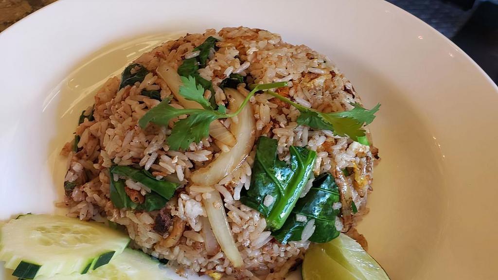 Salty Fish Fried Rice · white rice sautéed with salty fish, Thai broccoli & egg