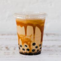 Brown Sugar Bubble Tea · Fresh brewed Oolong Black Tea with cream blend with black sugar syrup, and bubbles.