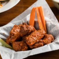 Buffalo Wings · Choose bbq or hot, w/ celery carrot & blue cheese