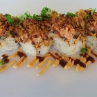 Crunchy Lava Rock · Spicy ahi (ground up tuna mixed with spicy mayonnaise), fried onions, spicy mayonnaise, eel ...