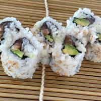 Ahi Avocado Roll · Ahi (tuna), avocado, sesame seeds, nori (seaweed).