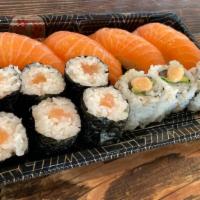 Salmon Special · Salmon nigiri, salmon hosomaki, salmon avocado roll, nori (seaweed), sesame seeds and miso s...