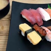 Hawaii Sushi Combo · All nigiri: ahi (tuna), hamachi (yellowtail), salmon, ikura, shrimp, tamago (egg), unagi (ee...