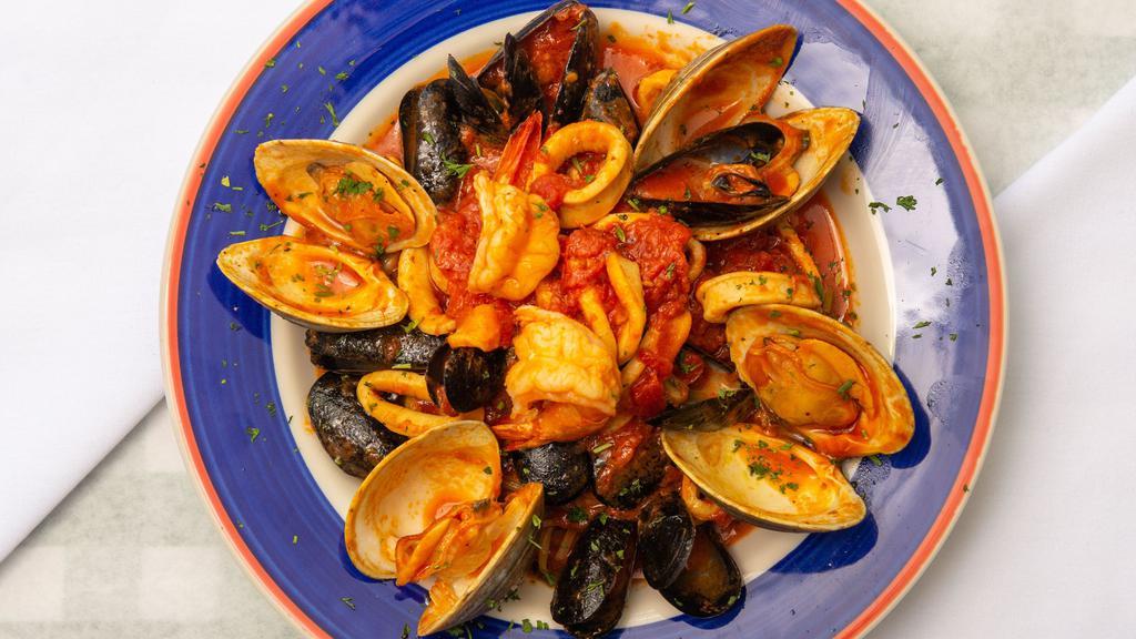 Seafood Marcellino · Served with choice of salad, pasta, or potato croquette.