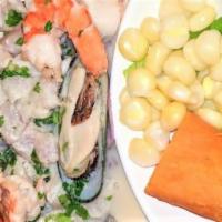 Ceviche De Mixto / Mixed Seafood Cooked With Lemon Sauce · 
