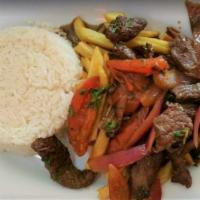 Bistec A Lo Pobre / Steak, French Fries, Rice, Eggs And Sweet Plantain · 