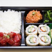 Bento4 · Spicy Ahi, Ahi poke , California roll and Rice