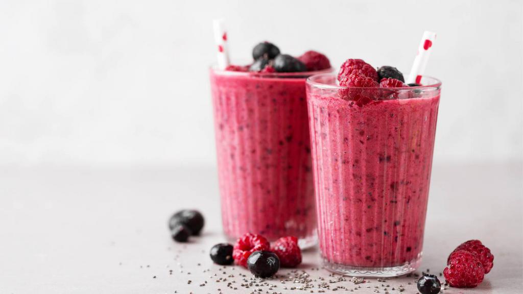 Very Berry Smoothie · Very tasty smoothie with strawberries, raspberries, blueberries, pomegranate juice, cranberry, and raw agave.