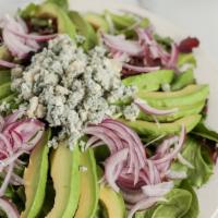 Avocado Salad · mixed greens, avocado, red onion, gorgonzola & balsamic dressing.