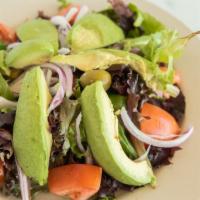 Avocado Salad · Mixed greens with avocado and red onion and balsamic dressing.