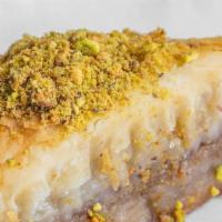Baklava · Layers of homemade fillo dough filled with ground pistachios baked in the oven and soaked in...