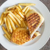 Bbq Jack Chicken Panini · Breaded chicken cutlet, bacon, melted Jack cheese, and BBQ sauce. With ciabatta bread and se...