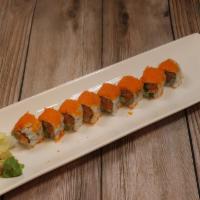 Bonsai Roll · Spicy tuna, marinated seaweed, and avocado. Topped with masago