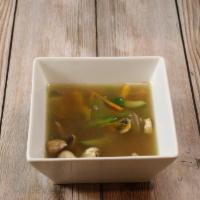 Vegetable Soup · White mushrooms, onions, pepper, zucchini, and scallions
