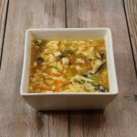Hot & Sour Soup · (Spicy) Mushrooms, scallions, tofu, and egg