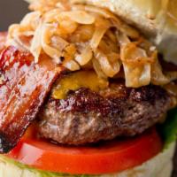 Angus Bacon Cheeseburger · Juicy 1/2 lb beef patty, crispy bacon, and melted cheese served with you choice of toppings ...