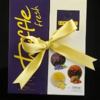 Truffles · Collection of lavender, marzipan and lemon truffles.