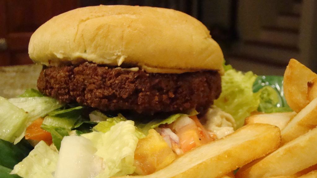 Falafel Burger · With fries.