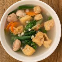 Tofu Soup · Gluten-Free & Vegan. Tofu, baby bok choy.