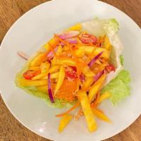 Mango Salad · Gluten-free. Seasonal. Mango, cherry tomato, peanut, lettuce, carrot, red onion.