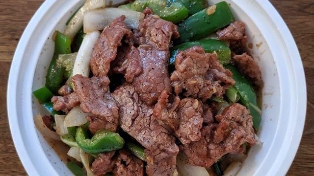 Black Pepper Beef · Sauteed beef marinade in a fresh black peppe, white onion, bell pepper sauteed perfection.