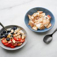 Heart Beat Bowl · Vanilla Greek Yogurt topped with avocado, mango, banana, dates, mixed nuts and honey.