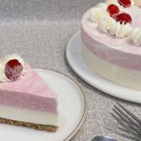 Raspberry Yogurt Cheesecake · Slice