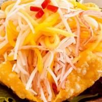 Spicy Imitation Crab Meat Salad · -Imitation Crabmeat, Mango, Greens and Crisp