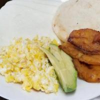 Desayuno Criollo 2 · Breakfast 2 - Arepa, eggs, black beans, avocado, sweet plantains and venezuelan cheese
