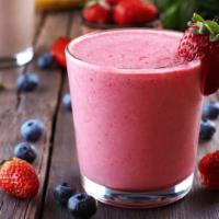 Triple Berry Smoothie · Fresh smoothie made with Blueberries, raspberries, strawberries and skim milk.
