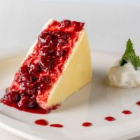 Raspberry Cheesecake · Rich creamy cake.