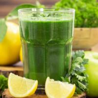 Green Detox Lemonade · Fresh juice made with ginger, lemon, cucumber, green apple, kale, and parsley.