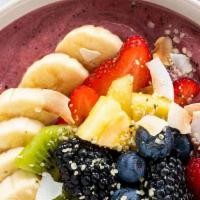 Berry Acai Bowl · Refreshing acai blend topped with granola, strawberries, blackberries, and blueberries.