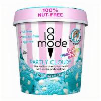 Partly Cloudy (Pint) · Blue cotton candy ice cream with mini marshmallows.