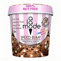 Speed Bump (Pint) · Deep chocolate ice cream with marshmallows, white, and dark chocolate chips.