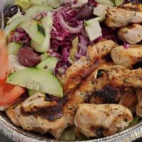 Chicken Kebab (Platter) · Platters Served with Greek Salad, Pita, Tzatziki and Your Choice of Side: Rice, French Fries...