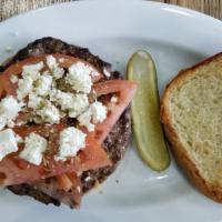 Greek Burger · Chef's recommended. Crumbled Feta, Tom. and Oregano.