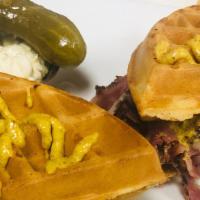 Waffle Sandwich · Grilled pastrami or corned beef with melted swiss andmustard.