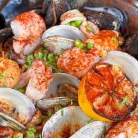 Fideua · Valencian Style fideo pasta paella, chorizo, clams, mussels, shrimp and tarama aioli