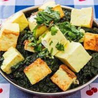 Saag Paneer · Spinach cooked & cottage cheese or, potato spinach.