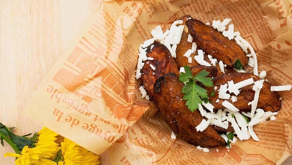 Sweet Plantains · With white cheese.