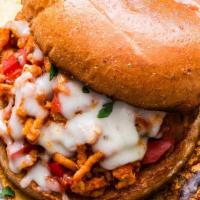 Italian Sloppy Joe · Sloppy Joe Meat, mozzarella cheese on a Brioche Bun.