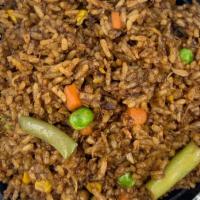 Fried Rice (Quart) · Ingredients: rice, chicken, mixed vegetables, soy sauce, salt.