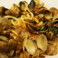 Vongole · Manila clams sautéed in garlic EVOO finished in a red or white sauce.