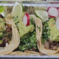 Carne Asada Taco · Steak. Made on double corn tortilla with cilantro, onions, radishes, and lime.