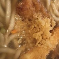Shrimp Tempura Udon (Lunch) · Thick wheat flour noodle with shrimp tempura (2 pieces) served with salad.