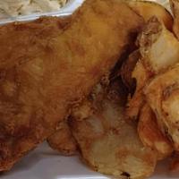 Nemo · Six-ounce beer battered haddock served with homemade Parmesan potato chips, coleslaw or mac ...